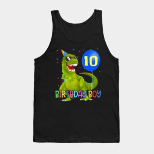 10 Years T-Rex Dino Boy 10Th Birthday Party Tank Top